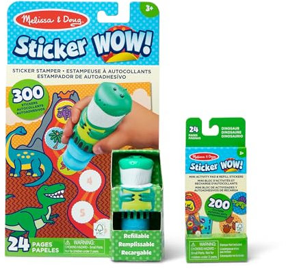 Melissa & Doug Sticker Wow! Dinosaurier-Paket: 24-seitiger Aktivitätenblock, Aufkleberstempel, 500 Aufkleber, Kunst- und Bastelspielzeug Sammelfigur