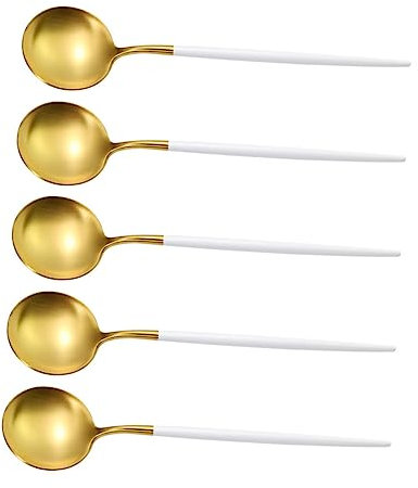 PRETYZOOM 5piezas Cucharas Pequeñas Inoxidable Cuchara De Sopa Para Comida Occidental Portátil y Fácil De Limpiar