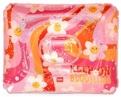 LEGAMI Aufblasbares Nackenkissen, Kissen für Camping, Pool, Strand, Meer, bequem, Ultraleicht, Größe 45 x 36 cm, Daisy, Rosa
