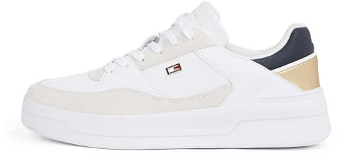Tommy Hilfiger Damen Basketball Sneaker Metallic Schuhe, Weiß (White), 36