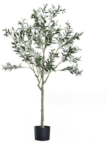 Plantas Artificiales Grande Árbol De Olivo Artificial, Árbol De Seda De Olivo En Maceta Falso, Ramas De Olivo Artificiales para Decoración Moderna Planta Artificial Grande para Salon(Size:150cm)