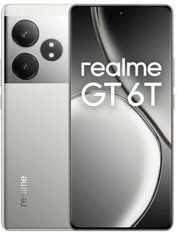 realme GT 6T 5G Smartphone,50MP LYT-600 Main Caméra,Snapdragon 7s Gen3 Processeur,120Hz 6.78’’ 6000nit Hyper Display,NFC,Dual Sim,8+256GB (Plata)(Sin Cargador)