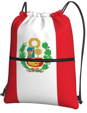 YYHHAOFA Bedruckter Rucksack mit Peru-Flagge und Reißverschluss: wasserdicht, langlebig, leicht, 45,7 x 38,9 cm, Schwarz , One size