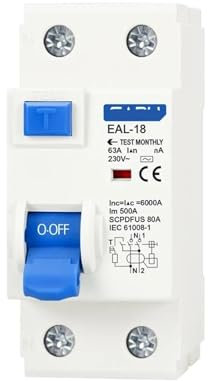 IONQXIDLD Disjoncteur électromagnétique à Courant résiduel, 2P 10/30/100/300mA, Type AC, disjoncteur différentiel, Interrupteur de sécurité(30mA,2P 25A)