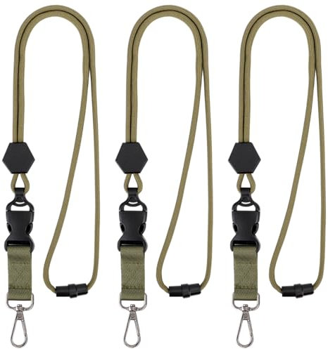 Segus Schlüsselbänder, 3 Stück Schlüsselband Grün, Schlüsselband Sicherheitsverschluss, Rundes Lanyards mit Abnehmbarer Schnalle, für Taschenlampe, Schlüssel