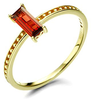 Bishilin Damen Ringe Gold 750 Echtgold, Verlobungsringe Solitär mit Rot Garnet Hochzeit Ring Frauen Eheringe Nickelfrei Größe 61