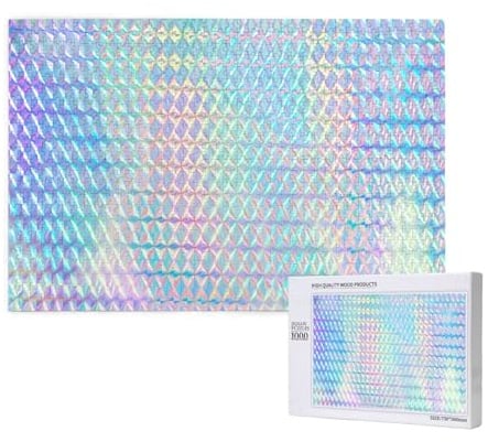 Buntes Regenbogenfarben-Hologramm Holografisch, 1000 Stück Holzspielzeug, Puzzlespiele, Erwachsenenpuzzle, Familienspiele, Wanddekorationen,wie Gezeigt,Einheitsgröße