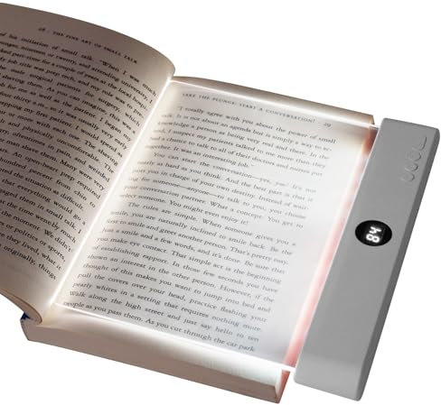 HOTUT Lampe de livre plate, Panneau de Lampe de Lecture à LED, pour Lecture de Nuit au lit, Lampe de page de livre, Protection des Yeux Portable Book Light - Blanc