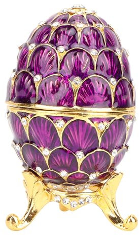 Brrnoo Easter Egg Jewelry Organizer, Zinc Alloy Jewelry Box for Rings, Necklaces, and Gifts, Elegant Craft Decoration, Beautiful Ornament Organizer, Purple