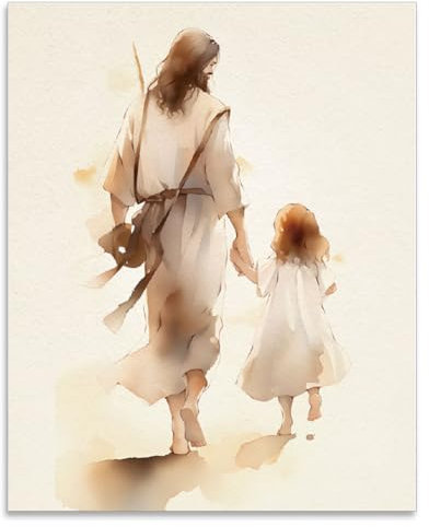 SUPERDANT 1 Stück Jesus Führt Den Weg Wanddrucke Vintage Wandkunst Poster Für Schlafzimmer - Ästhetische Aquarell Kunstwerk Ungerahmt