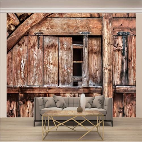 Mural Wallpaper 3D Effect Wall Murals Non-Woven Photo Wallpaper Papel De Parede 3D Effect Non-Woven Living Room Bedroom Office TV Background Modern Decoration XXL 107.9 x 100 Inch (W x H) Log Cabin