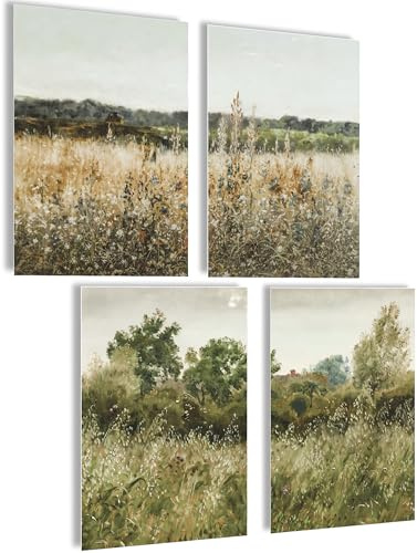 mojoliving Poster Vintage Poster Bilder Küche Wanddeko Wohnzimmer Aesthetic Bilder Set Wandbilder Wohnzimmer (Landscape, Posterset 4x A4 (21x30cm) | ohne Rahmen)