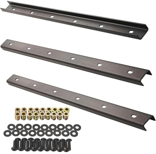 SOTOOLS 3er Set Gratleiste U-Form, 600 mm, Rohstahl lackiert | Verstärkungsprofil/-strebe, Unterbaustrebe für Tischplatten, inkl. Schrauben, Scheiben, Einschraubmuffen.