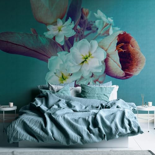 Profhome Papier peint floral 382691-GU papier peint intissé (TNT) bleu violet blanc papier peint panoramique 0,53 m x 20,10 m / 10,39 m2