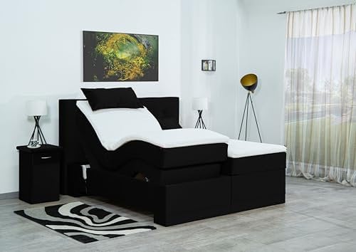 Boxspringbett Lapi 240x220, VS-Schwarz, 7-Zohnen Taschenfederkernmatratze, Ergoflex - Inklusive Aufbau - Deutscher Hersteller