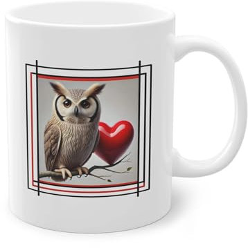 YOMYLE Tasse à offrir Originale - Hibou et Coeur - Mug Cadeau Fantaisie Pas Cher