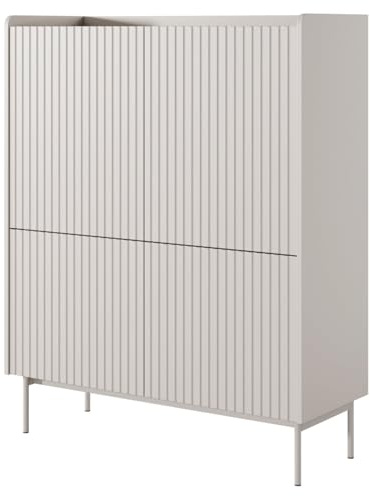 Selsey Liwelo Highboard 126,2 x 103,2 x 38 cm - Graubeige Kommodenschrank - 8 Fächer, Selbstmontage - Moderne Möbel mit Eichenholzoptik - Ideale Aufbewahrung für Schlafzimmer, Wohnzimmer, Büro