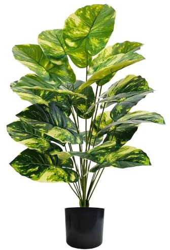 YJWZ Artificial Plants Indoor Tall,75cm Tall Large Areca Faux Spotted Pothos in Pot Artificial Plant Tropical Hawaii Green Fake Plant for Bedroom Office Garden Wedding Party Deco