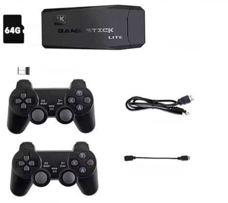 Retro Game Console, Gaming Stick 4k HDMI Output with Built-in 20,000+ Games, Plug & Play Video Games for TV, Dual 2.4G Wireless Controllers, Toys Gifts for Kids Adult