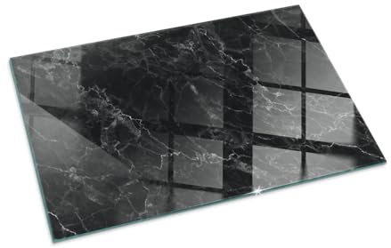 Plaque de Cheminée 100x70 cm Verre Revêtement de Sol Bords Polis Rectangle Plaque de Sécurité sous la Cheminée Installation Facile Protection Thermique - Modèle de marbre élégant