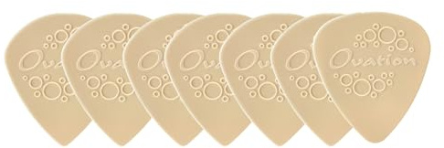 Ovation Diamond Picks Nylon Sharp Tip Plectrums - Super Grip - pointed - 7-piece set (6+1 Nylon Standard free) - 0.46 mm - dry sand - beige - Made in Czech Republic