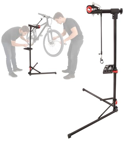 WUDLEP Bike Repair Stand, Bike Maintenance Workstand with 360° Rotatable Grip, Max Load 66 LBS, Height Adjustable, Heavy Duty Folding Bicycle Workshop Stand for MTB, Road Bike, Black