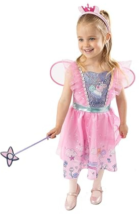 Blues Group Officially Licensed Peppa Pig Fairy Princess Dress With Tiara & Wand Girls Costume | Fancy Dress, Parties, and Role Play | Ages 1–6
