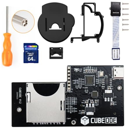 BITFUNX CUBEODE V1.2 Optical Drive Emulator Board - Support Firmware Upgrade and Audio Streaming Games, for GC Loder Swiss SD2SP2 Reader, 64GB Card Include, Plug&Play for NGC Dol-101&Dol-001