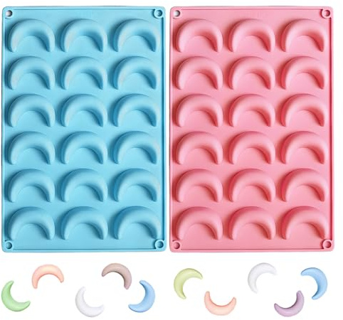 2 Stück Vanillekipferl Backform,Vanillekipferl Ausstecher,Silikon Form Backformen,Blech für Backblech Vanille,Silikon-Backformen Silikonform,Backmischung Formen,Vanillekipferl-Backform (Rosa+Blau)