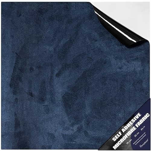 Mikrofaserstoff Selbstklebend,Stretch Dehnbar Folie,Dehnbar Stoff Velours,Selbstklebender Stoff für Cockpit,Autositz (Dunkelblau, 150 * 50cm)