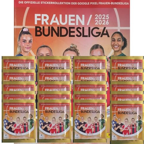 Panini Frauen Bundesliga 2025/26 Sticker | Album + 20 Stickertüten – Offizielles Panini Starter-Set – Frauenfußball Sticker zum Sammeln & Tauschen