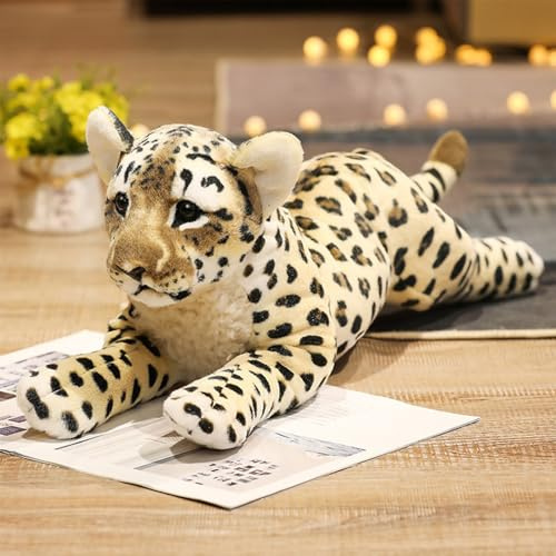 Xiyocadt Tiger Kuscheltier Klein, Niedliches Realistic Plüschtier, Weichem Plüsch-Wildtier, Kinder Plüsch Spielzeug, Geschenke für Jungen und Mädchen (38 cm,Leopard)