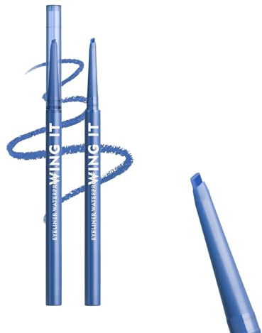 Matt Eyeliner Wasserfest Blau, Langanhaltender Wischfester Eyelinerstift | Wischfester Kajalstift mit Slanted Angled Tip, Seidig-cremiger Textur, Schnelltrocknend Hochpigmentierter Augen Makeup-Stift