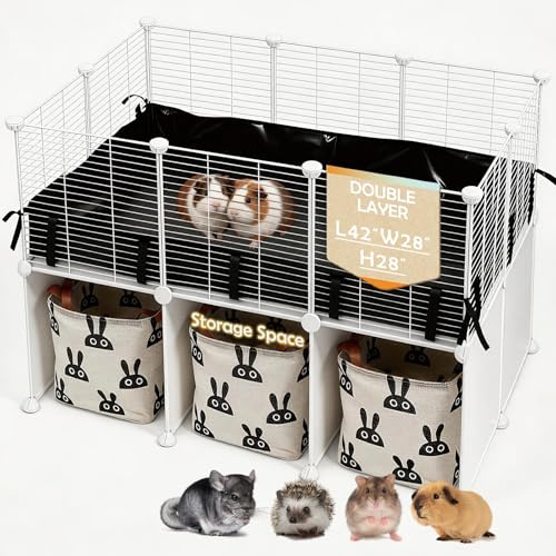 MEEXPAWS Guinea Pig Cages Small Animal Playpen with Waterproof PVC Liner & Storage Space, C&C Cage for Guinea Pigs, Hedgehog, Hamsters, Ferrets,Indoor Enclosure Wire Yard Playpen