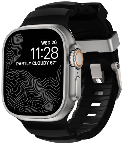 NOMAD Rocky Point Band | für Apple Watch 42/44/45/49 mm |ultimative leistungsstarke Uhrenarmband I Carbon Black Connector Natural