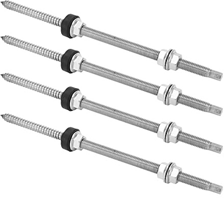 Qudinip Jeu de Vis à Double Tête pour Support PV, 4 Pièces, Vis de Montage étanches en Acier Inoxydable pour L'installation de Panneaux Solaires