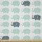 ABAKUHAUS Safari Stoff als Meterware, Cartoon-Elefant, Microfaser Multi Zweck Dekostoff für Kunsthandwerke, 3M (230x300cm), Weiß Teal