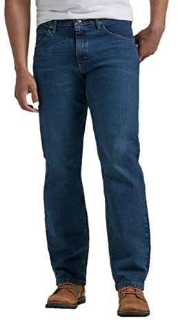 Wrangler Authentics Men's Classic 5-Pocket Relaxed Fit Jean, Military Blue Flex, 37W x 32L