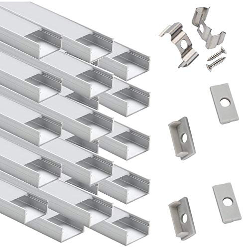 StarlandLed LED Aluminium Profil large, Canal en aluminium 20-Pack avec accessoires de montage complets pour bande LED jusqu'à 16mm, Parfaitement adapté aux …