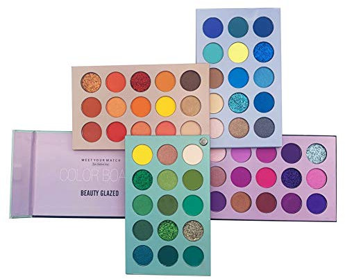 Weixinbuy 60 Couleurs Palette Fard À Paupière Maquillage,Palette Ombres à Paupière 4 en 1 Ultra Pigmentées,Matte Shimmer Natural, Imperméable Longue Durée