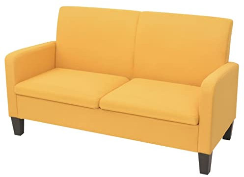 IMIEE Sofa 2-Sitzer Zweisitzer Stoffsofa Polstersofa Loungesofa Sitzmöbel Polstermöbel Designsofa Wohnzimmersofa Hellgrau 135x65x76cm (Gelb)