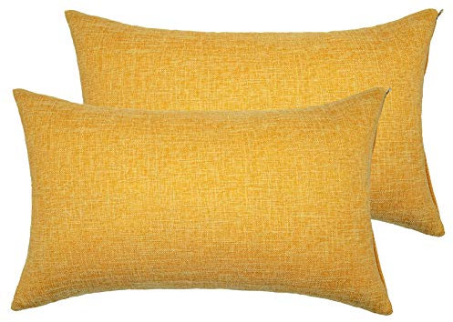 Ruberg 2er Kissenbezug Jute Kissenhülle 30x50cm Zierkissenbezug Zierkissenhülle ohne Füllung Für Autos Wohnzimmer Schlafzimmer Büro Dekor Gelb
