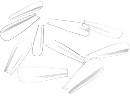 Cocila 100 Pièces de Patchs pour Ongles de Ballet Couleur unie Ongles longs Artificiel ABS avec Boîte pour Femmes Naturel Français Acrylique Kit Faux Ongles Capsules Ongles