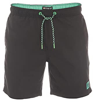 riverso Badehose Herren lang Badeshorts RIVDavid Regular Fit Schwimmhose Elastischer Bund Schwarz 5XL, Größe:5XL, Farbe:Black Green (24000)