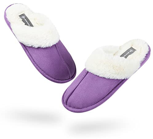 Dunlop Ciabatte Donna Calde Invernali Pantofole Pelose da Casa (38, Viola, numeric_38)
