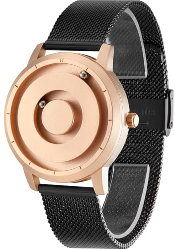 EUTOUR Uhren Herren Herrenuhr Magnet Uhr kein Glas Kugellager Quarz Armbanduhr für Männer mit Silikon/Edelstahl Mesh Armband-40mm
