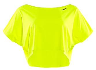WINSHAPE Damen Functional Light Cropped Dance-top Dt104 T-Shirt, Neon-gelb, XL EU