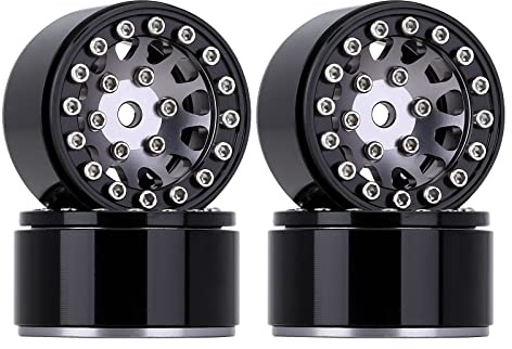 INJORA 1.0 Wheel Rims for Axial SCX24 RC Crawler(Black&Grey)