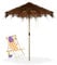 Relaxdays Hawaii Sonnenschirm, Strandschirm HxØ: 250 x 160 cm, handgefertigt, Holz & Palmenblatt, wetterbeständig, braun