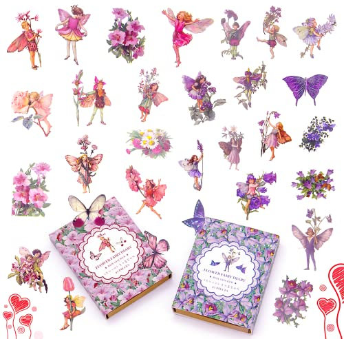 90 Stück Feen-Aufkleber für Sammelalbum, transparente Blumenfee-Aufnäher für Scrapbooking, Handbuch, Handyhülle, Laptop-Tagebuch, DIY Handwerk